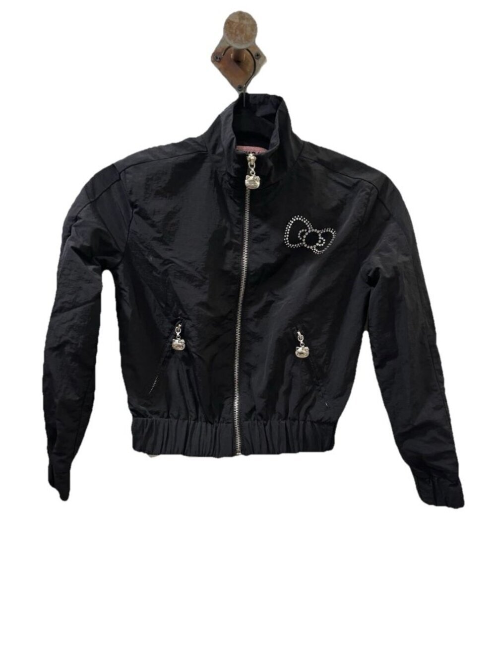 Hello Kitty Forever 21 Black Bomer Jacket Wind Breaker Size Kids 7/8